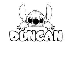 Coloring page first name DUNCAN - Stitch background