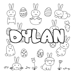 Coloring page first name DYLAN - Easter background
