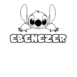 Coloring page first name EBENEZER - Stitch background