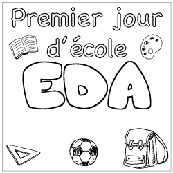 Coloring page first name EDA - School First day background