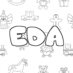 Coloring page first name EDA - Toys background