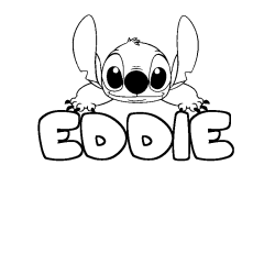 Coloring page first name EDDIE - Stitch background