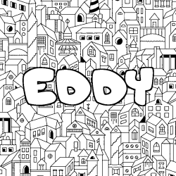 Coloring page first name EDDY - City background