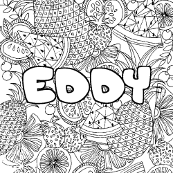 Coloring page first name EDDY - Fruits mandala background