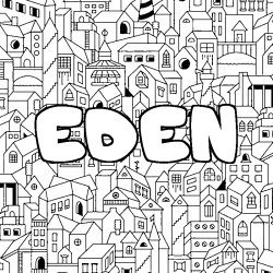 Coloring page first name EDEN - City background