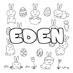 Coloring page first name EDEN - Easter background