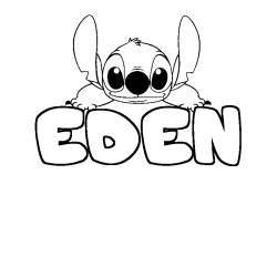 Coloring page first name EDEN - Stitch background