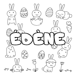 Coloring page first name ÉDÈNE - Easter background