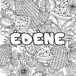Coloring page first name ÉDÈNE - Fruits mandala background