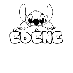 Coloring page first name ÉDÈNE - Stitch background