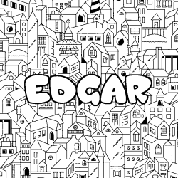 Coloring page first name EDGAR - City background