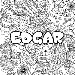Coloring page first name EDGAR - Fruits mandala background