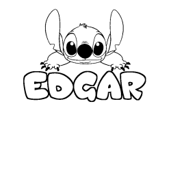 Coloring page first name EDGAR - Stitch background