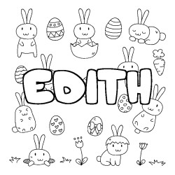Coloring page first name EDITH - Easter background