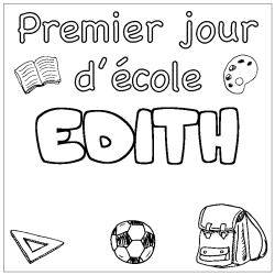 Coloring page first name EDITH - School First day background
