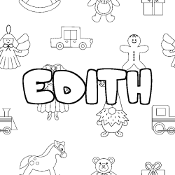 Coloring page first name EDITH - Toys background