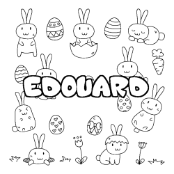 Coloring page first name EDOUARD - Easter background