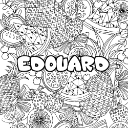 Coloring page first name EDOUARD - Fruits mandala background