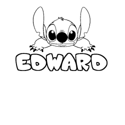 Coloring page first name EDWARD - Stitch background