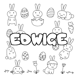 Coloring page first name EDWIGE - Easter background