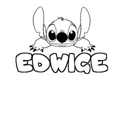 Coloring page first name EDWIGE - Stitch background