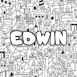 Coloring page first name EDWIN - City background