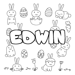 Coloring page first name EDWIN - Easter background