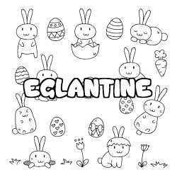 Coloring page first name EGLANTINE - Easter background