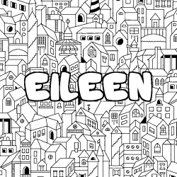 Coloring page first name EILEEN - City background