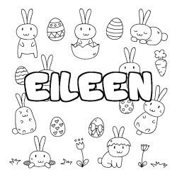 Coloring page first name EILEEN - Easter background