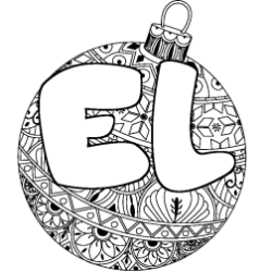Coloring page first name EL - Christmas tree bulb background