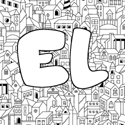 Coloring page first name EL - City background