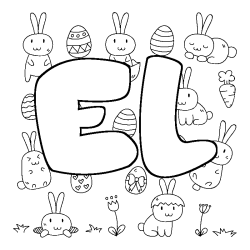 Coloring page first name EL - Easter background