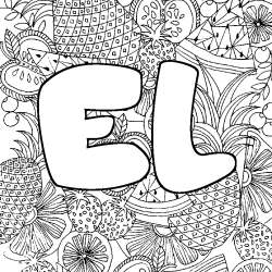 Coloring page first name EL - Fruits mandala background