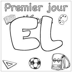 Coloring page first name EL - School First day background