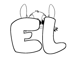 Coloring page first name EL - Stitch background