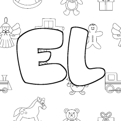 Coloring page first name EL - Toys background