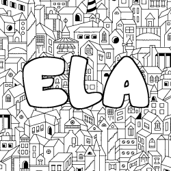 Coloring page first name ELA - City background