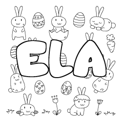 Coloring page first name ELA - Easter background