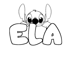 Coloring page first name ELA - Stitch background