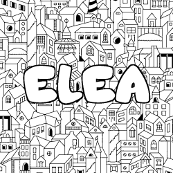 Coloring page first name ELEA - City background