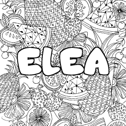 Coloring page first name ELEA - Fruits mandala background