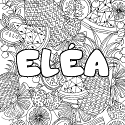 Coloring page first name ELÉA - Fruits mandala background