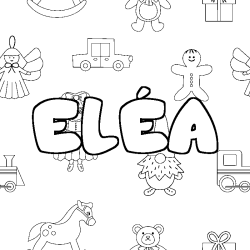 Coloring page first name ELÉA - Toys background