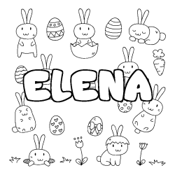 Coloring page first name ELENA - Easter background