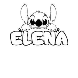 Coloring page first name ELENA - Stitch background