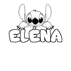 Coloring page first name ELÉNA - Stitch background
