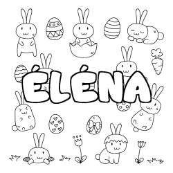 Coloring page first name ÉLÉNA - Easter background