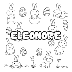 Coloring page first name ELEONORE - Easter background