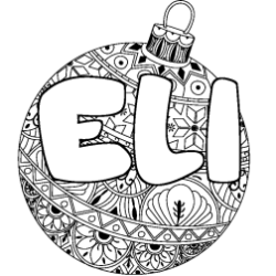 Coloring page first name ELI - Christmas tree bulb background